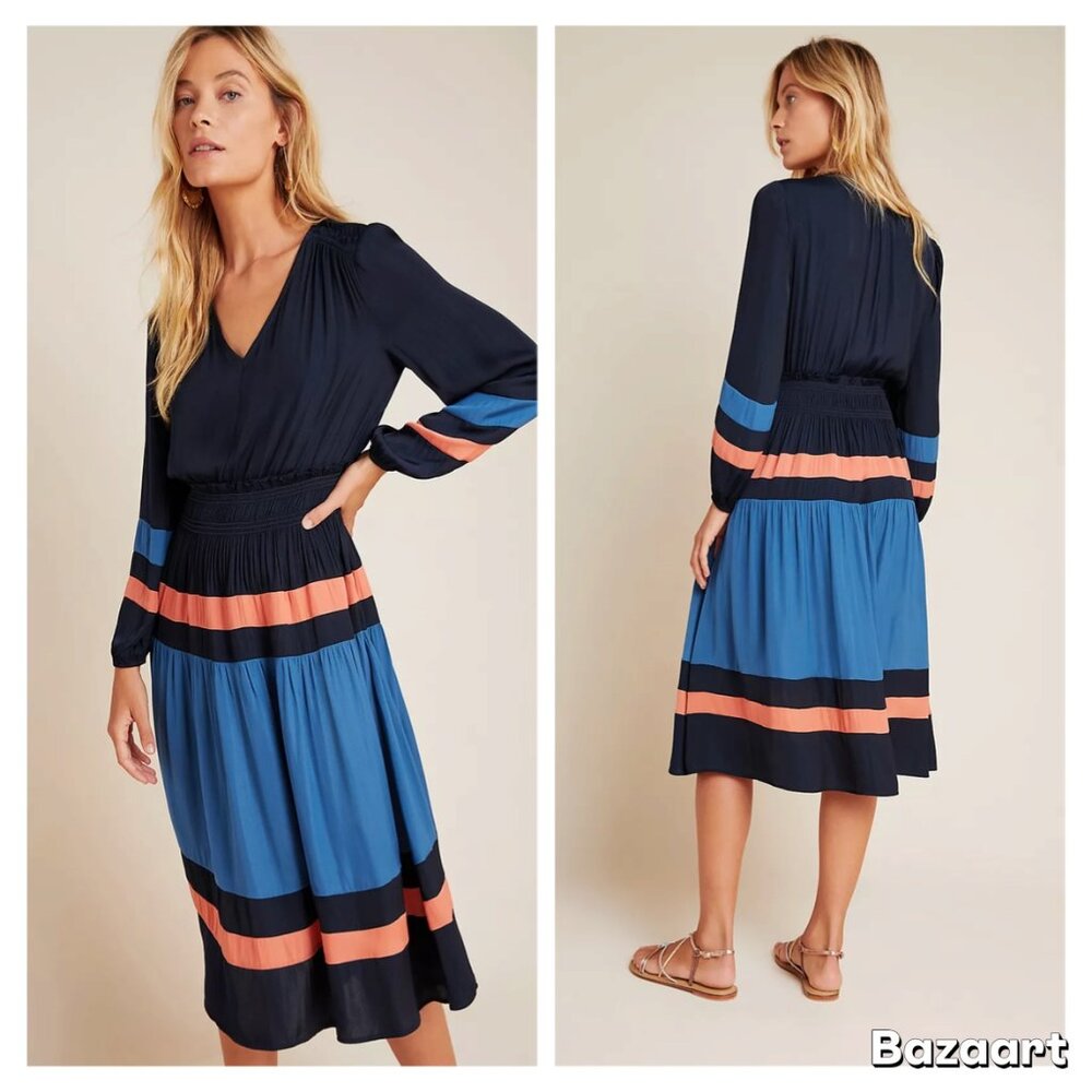 NWT Anthropologie & Current Air Aidy Colorblocked Midi Dress